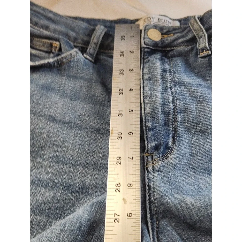 Judy Blue Jeans Shorts Size Large Blue Stretch Denim‎ Cuff Hem JB150096